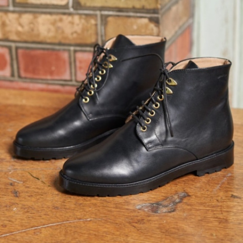 Black Leather Lace Laurèn Boots | M. Moustache